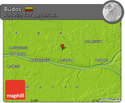 Physical Map of Būdos