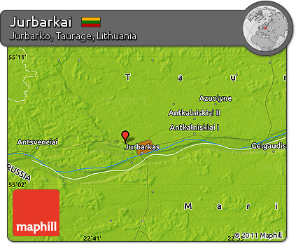 Physical Map of Jurbarkai
