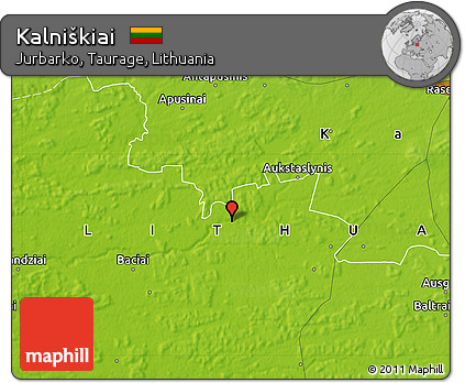 Physical Map of Kalniškiai