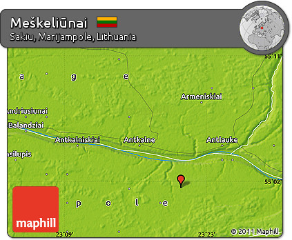 Physical Map of Meškeliūnai
