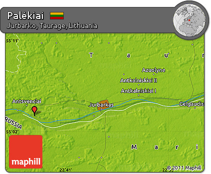 Physical Map of Palėkiai