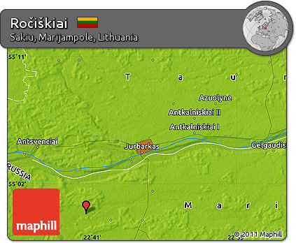 Physical Map of Ročiškiai