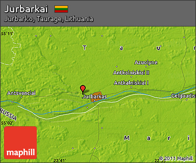 Physical Map of Jurbarkai