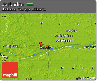 Physical Map of Jurbarkai
