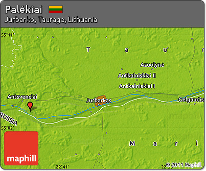 Physical Map of Palėkiai