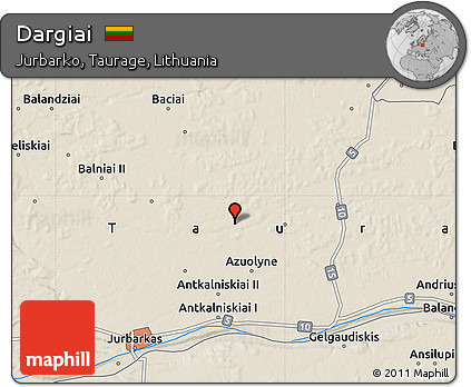 Shaded Relief Map of Dargiai