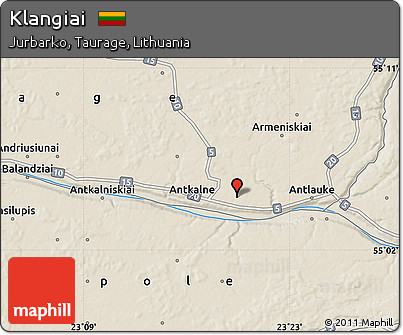 Shaded Relief Map of Klangiai