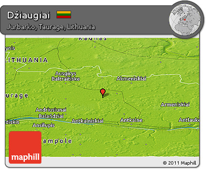 Physical Panoramic Map of Džiaugiai