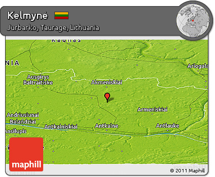 Physical Panoramic Map of Kelmynė