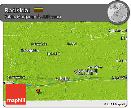Physical Panoramic Map of Ročiškiai