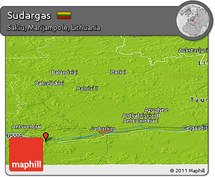 Physical Panoramic Map of Sudargas