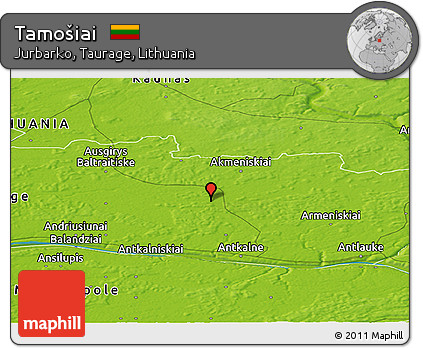 Physical Panoramic Map of Tamošiai