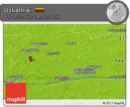 Physical Panoramic Map of Užkalniai