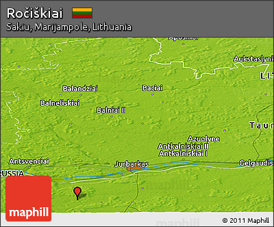 Physical Panoramic Map of Ročiškiai