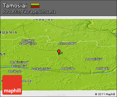 Physical Panoramic Map of Tamošiai