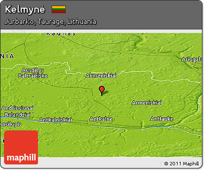 Physical Panoramic Map of Kelmynė