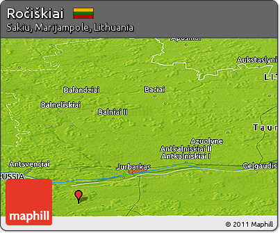 Physical Panoramic Map of Ročiškiai