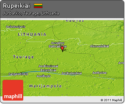 Physical Panoramic Map of Rupeikiai