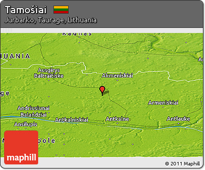 Physical Panoramic Map of Tamošiai