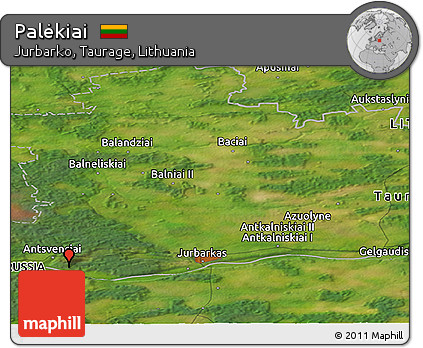 Satellite Panoramic Map of Palėkiai