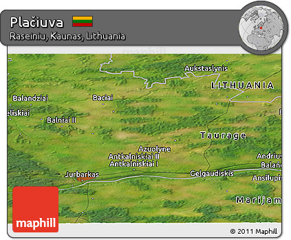 Satellite Panoramic Map of Plačiuva