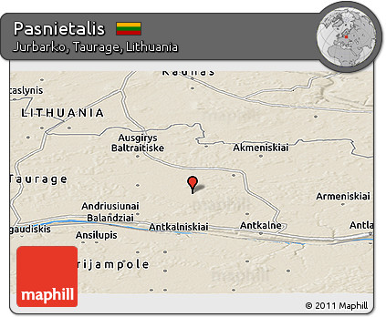 Shaded Relief Panoramic Map of Pasnietalis