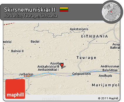 Shaded Relief Panoramic Map of Skirsnemuniškiai II