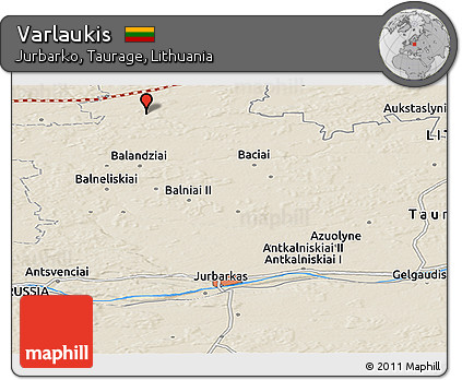 Shaded Relief Panoramic Map of Varlaukis