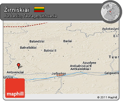 Shaded Relief Panoramic Map of Žirniškiai