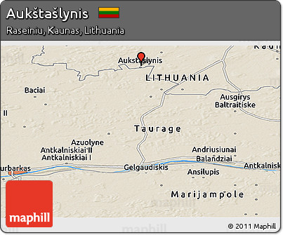 Shaded Relief Panoramic Map of Aukštašlynis