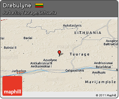 Shaded Relief Panoramic Map of Drebulynė