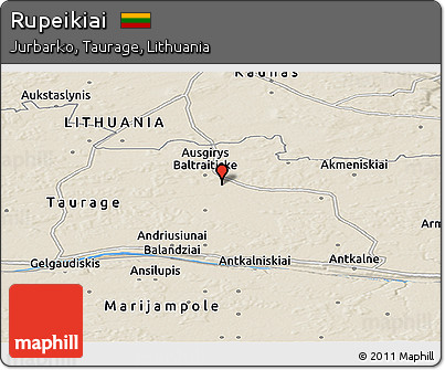 Shaded Relief Panoramic Map of Rupeikiai