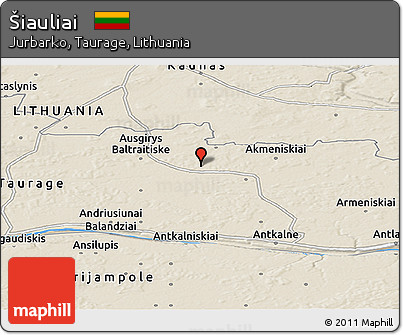 Shaded Relief Panoramic Map of Šiauliai