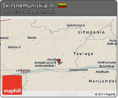 Shaded Relief Panoramic Map of Skirsnemuniškiai II