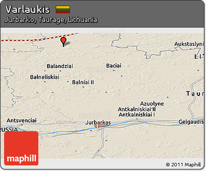 Shaded Relief Panoramic Map of Varlaukis