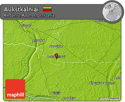 Physical 3D Map of Aukštkalniai