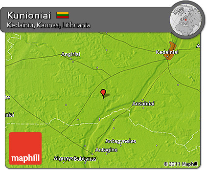 Physical 3D Map of Kunioniai
