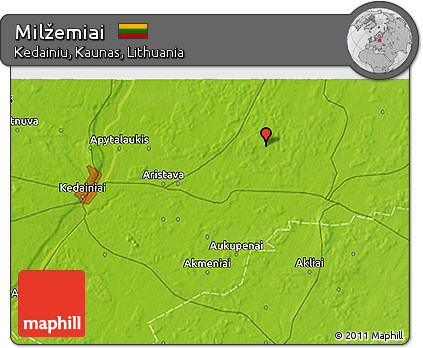 Physical 3D Map of Milžemiai