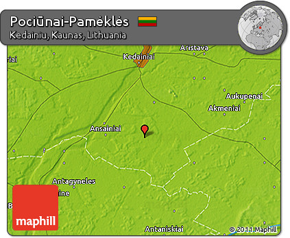 Physical 3D Map of Pociūnai-Pamėklės