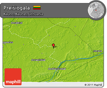 Physical 3D Map of Preišiogala