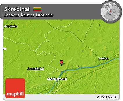 Physical 3D Map of Skrebinai