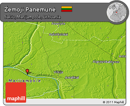 Physical 3D Map of Žemoji Panemunė