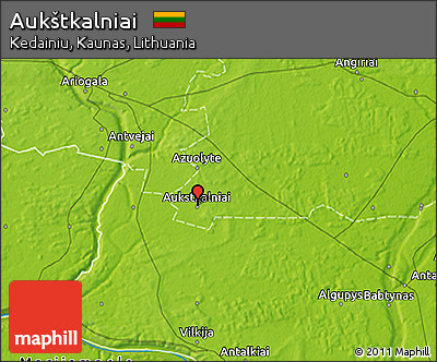 Physical 3D Map of Aukštkalniai
