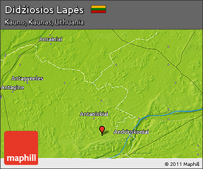 Physical 3D Map of Didžiosios Lapės
