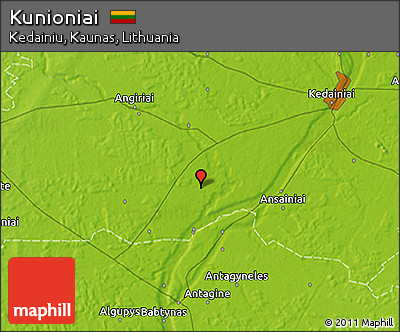 Physical 3D Map of Kunioniai