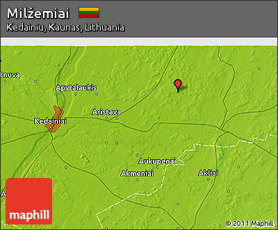 Physical 3D Map of Milžemiai