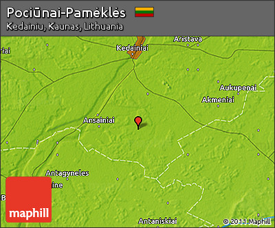 Physical 3D Map of Pociūnai-Pamėklės
