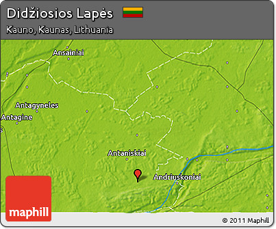 Physical 3D Map of Didžiosios Lapės