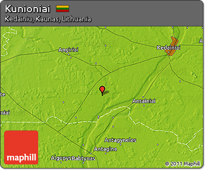 Physical 3D Map of Kunioniai