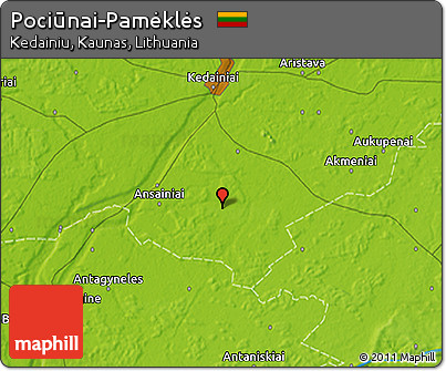 Physical 3D Map of Pociūnai-Pamėklės